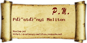 Pöstényi Meliton névjegykártya